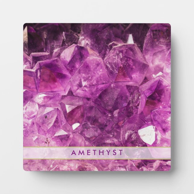 Placa Expositora Amethyst Gemstone Imagen Brillante y Parkly (Frente)