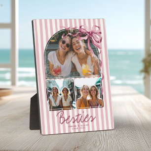 Placa Expositora Amigas Personalizadas 3 Colage de Fotos Rosa Beige