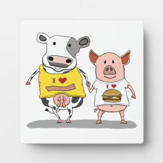Placa Expositora Amigos de vacas y cerdos curos y divertidos