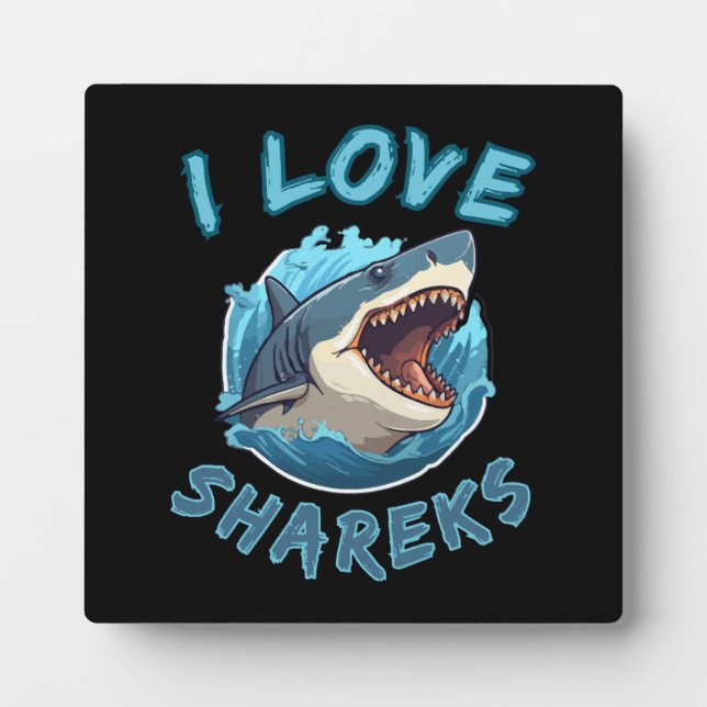 Placa Expositora Amo a los tiburones pescador (Frente)