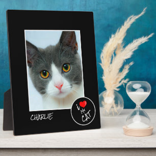Placa Expositora Amo a mi gato, foto Personalizado - amantes de la 