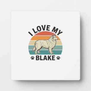Placa Expositora Amo a mi perro Blake Diseño de grabado retro_1