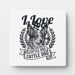 Placa Expositora Amo a mi perro de ganado Diseño de grabado vintage