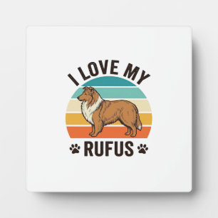 Placa Expositora Amo a mi Rufus Diseño de perro vintage_1