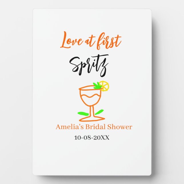 Placa Expositora Amor a primera spritz naranja despedida de soltera (Frente)