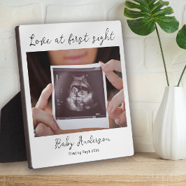 Placa Expositora Amor a primera vista foto Invitación de embarazo