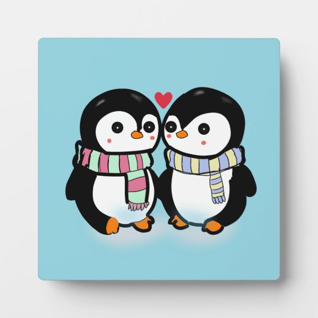 Placa Expositora Amor de Pingüino de Invierno Personalizado (Frente)