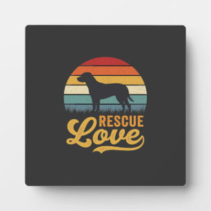 Placa Expositora Amor de rescate Perro retro Atardecer_1