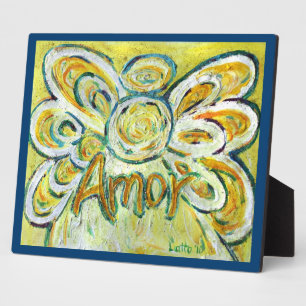 Placa Expositora Amor Inspirador Angel Word Pintura Poema Plaque