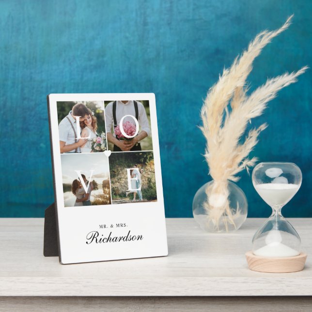 Placa Expositora Amor moderno Boda recién casados Collage de fotos  (Lado)