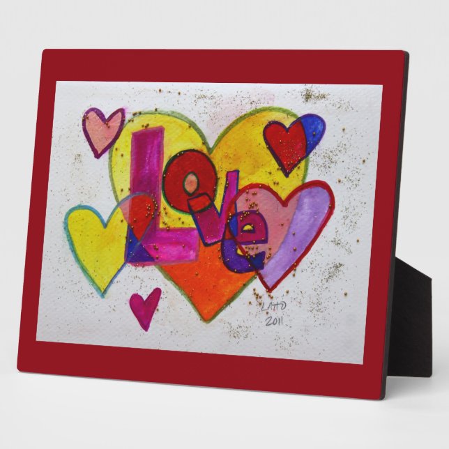 Placa Expositora Amor Parchwork Corazones Pintando Poema Plaque (Lado)