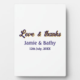 Placa Expositora Amor y gracias pareja naranja morada nombre fecha