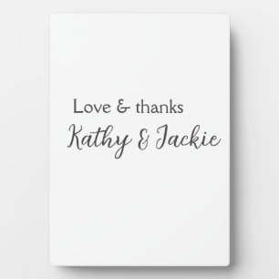 Placa Expositora Amor y gracias pareja nombre boda simple minimalis
