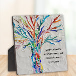 Placa Expositora Añadir su propia cita motivacional Inspiradora<br><div class="desc">Este singular Plaque está decorado con un colorido diseño de mosaico de árbol de la vida. Añade tu cita elegida para personalizarla. Haga clic en Personalizar Más adelante para editar el tipo de letra,  el tamaño de la fuente y el color de la fuente. Original Mosaico © Michele Davies.</div>