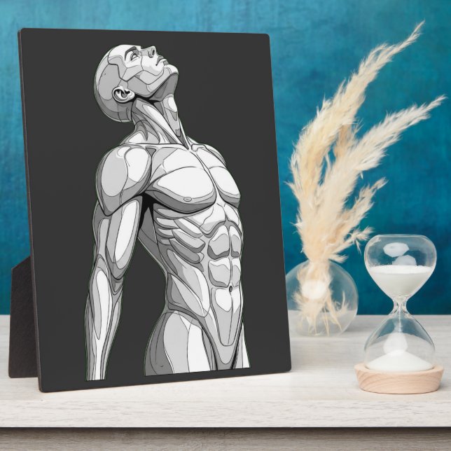 Placa Expositora Android Anatomy: Futuristic Cyborg Desktop Plaque (Lado)