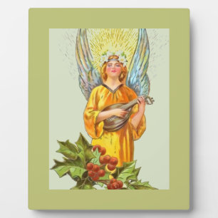 Placa Expositora Ángel con acebo y mandolina 