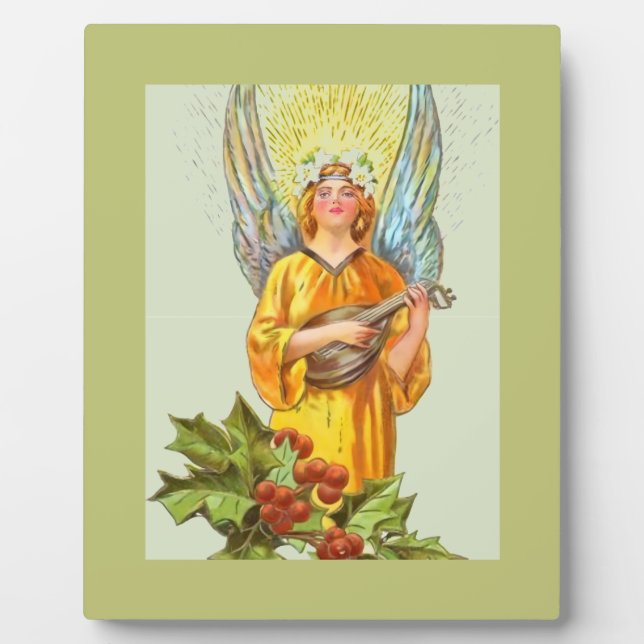 Placa Expositora Ángel con acebo y mandolina  (Frente)