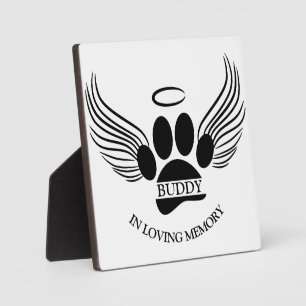 Placa Expositora Ángel de alas de mascota de perro con nombre perso
