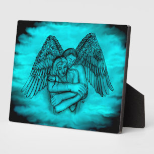 Placa Expositora Ángel Eros en el amor, diseño negro y verde
