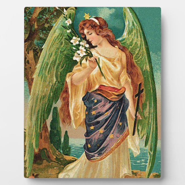 Placa Expositora Ángel sosteniendo una rama floral (Frente)