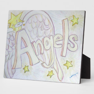 Placa Expositora Angels Inspiradora Palabra Pintura de poema Plaque