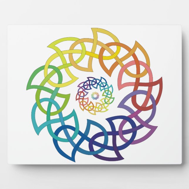 Placa Expositora Anillos célticos de Knotwork del arco iris (Frente)
