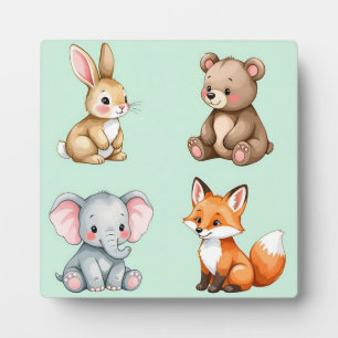 Placa Expositora Animales adorables de la selva para bebés en acuar