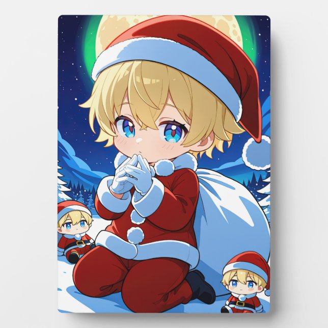 Placa Expositora Anime Chibi Santa Boy Christmas Framed Art (Frente)