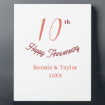 Placa Expositora aniversario de bodas 10º melocotón nombre pastel r<br><div class="desc">Diseño</div>