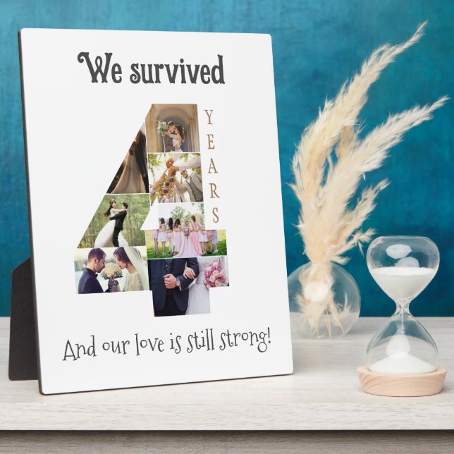 Placa Expositora Aniversario del Boda de cuatro años (Lado)