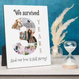 Placa Expositora Aniversario del Boda de tres años