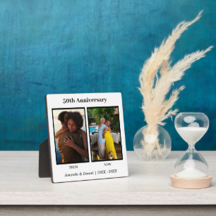 Placa Expositora Aniversario del Collage de fotos negro y blanco de