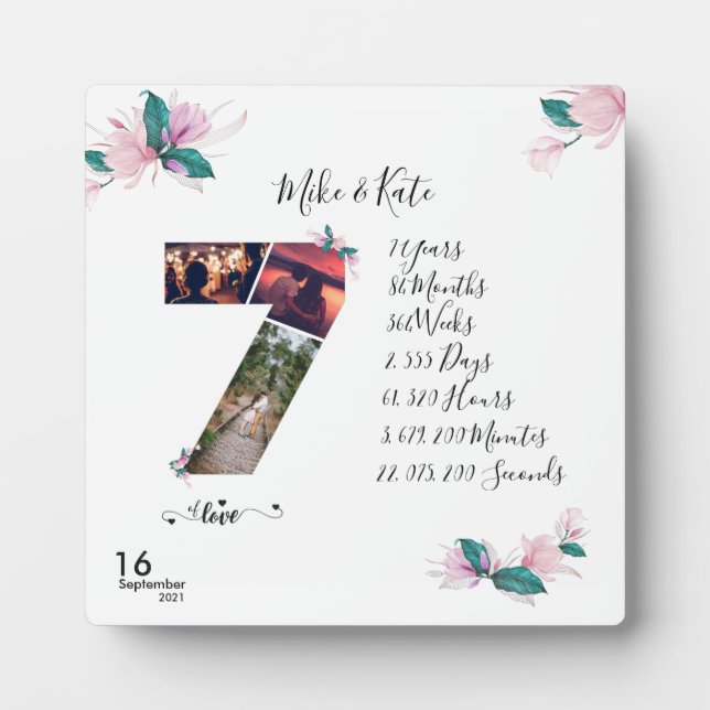 Placa Expositora Aniversario feliz personalizado con collage de fot (Frente)