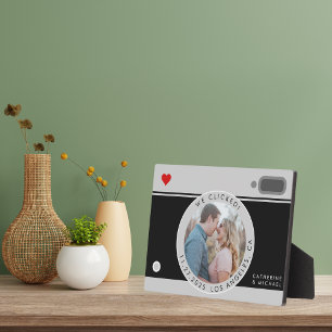 Placa Expositora Aniversario único de Boda de foto de cámara negra