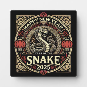 Placa Expositora Año de la serpiente 2025, Año Nuevo chino, añejo