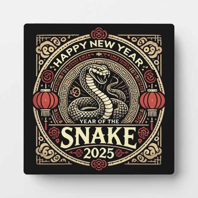 Placa Expositora Año de la serpiente 2025, Año Nuevo chino, añejo (Frente)