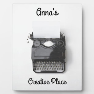 Placa Expositora Antigua máquina de escribir para autor, periodista