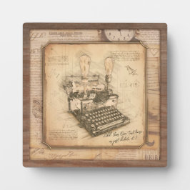 Placa Expositora Antigua máquina de escribir. Regalo de autor/escri