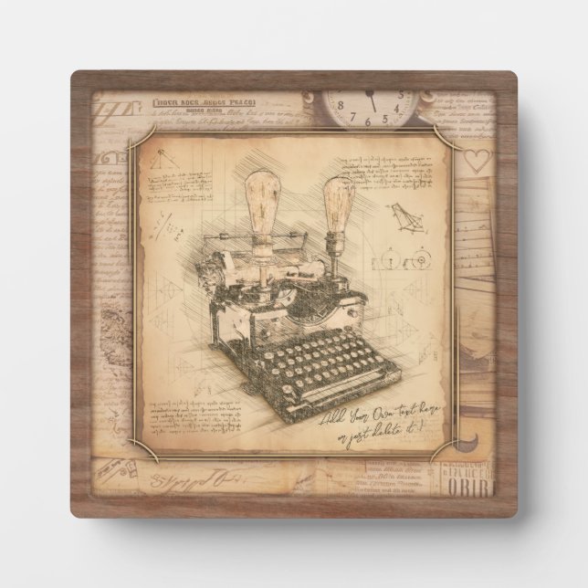 Placa Expositora Antigua máquina de escribir. Regalo de autor/escri (Frente)