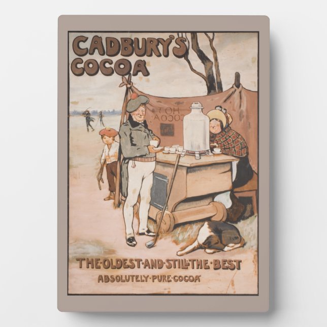 Placa Expositora Anuncio de cacao de Cadbury de época (Frente)