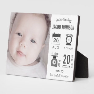 Placa Expositora Anuncio de nacimiento con foto infográfica moderna
