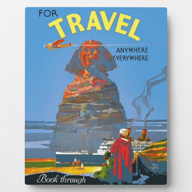 Placa Expositora Anuncio de viaje aéreo de Egipto vintage (Frente)