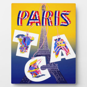 Placa Expositora Anuncio de Viajes Aéreos de la Torre Eiffel de Par