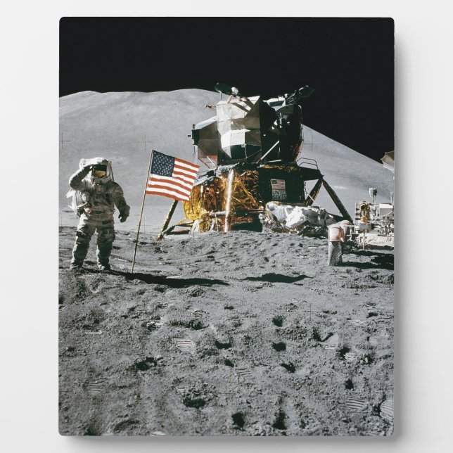 Placa Expositora apollo de luna 15 módulo lunar nasa 1971 (Frente)