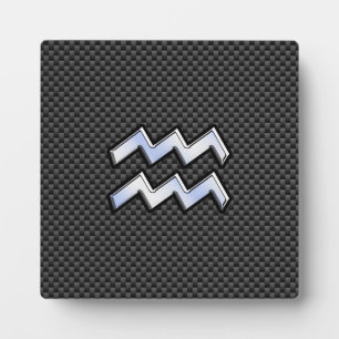 Placa Expositora Aquarius Zodiac Rótulo Estilo Fibra de Carbono