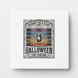 Placa Expositora Araña de Halloween Espeluznante Grabado Retro Arco