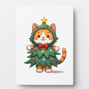 Placa Expositora Árbol de Navidad de gato jengibre lindo Navidades