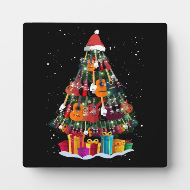Placa Expositora Árbol de Navidad de Guitarra Divertido  (Frente)