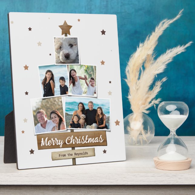 Placa Expositora Árbol de Navidad de Madera Rusa | 5 Fotos Collage (Lado)