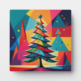 Placa Expositora Árbol de Navidad en capas geométricas de Pop Art